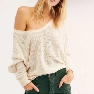 We The Free Sweater Womens Large Thien Hacci Oversized Slouchy Coastal Open Knit